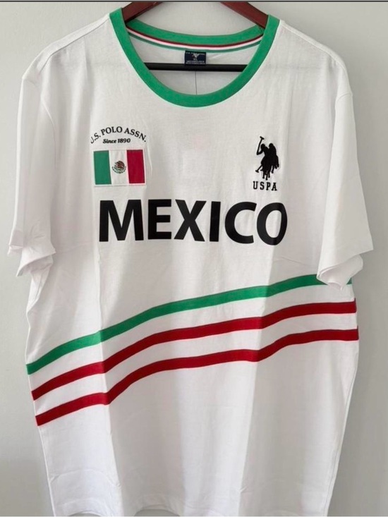U.S. Polo Assn. Other - U.S. Polo Assn. White Tee with Green & Red Stripes - MEXICO Graphic